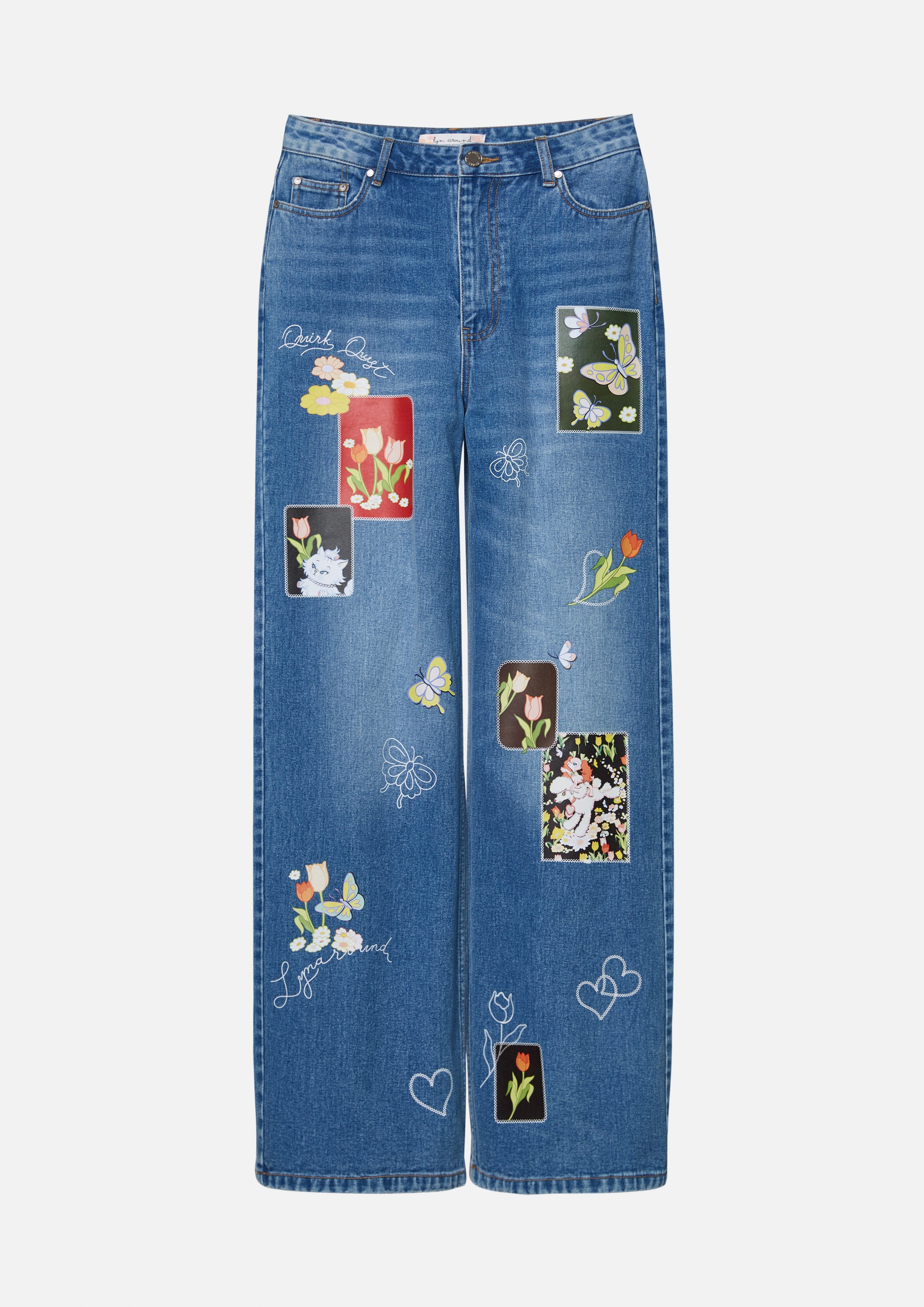 Patches Embroidery Fleared Denim Jeans Quirk Quest Collection