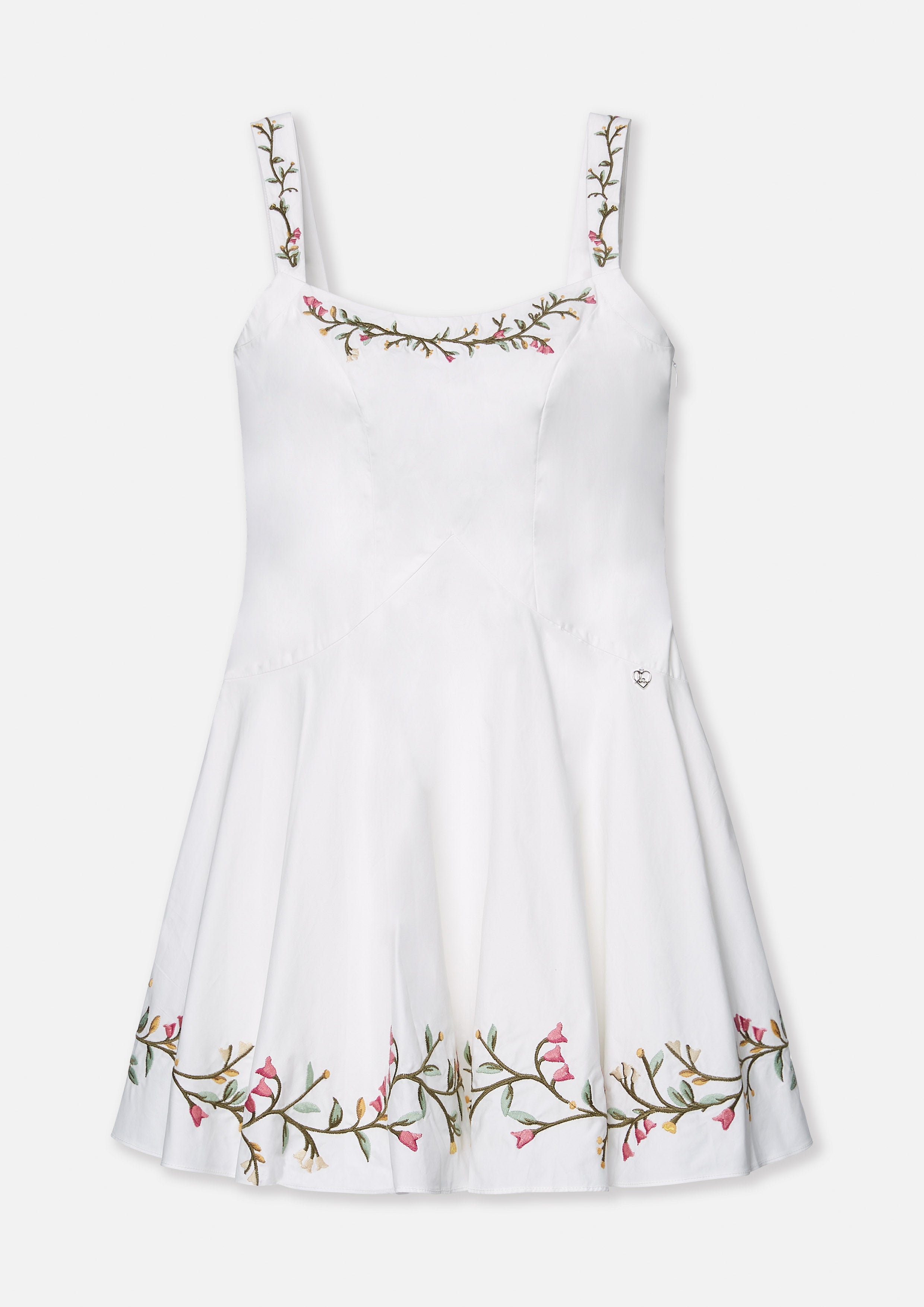 Spring Vines Embroidery Flared Mini Dress Soleviva Vacation Collection