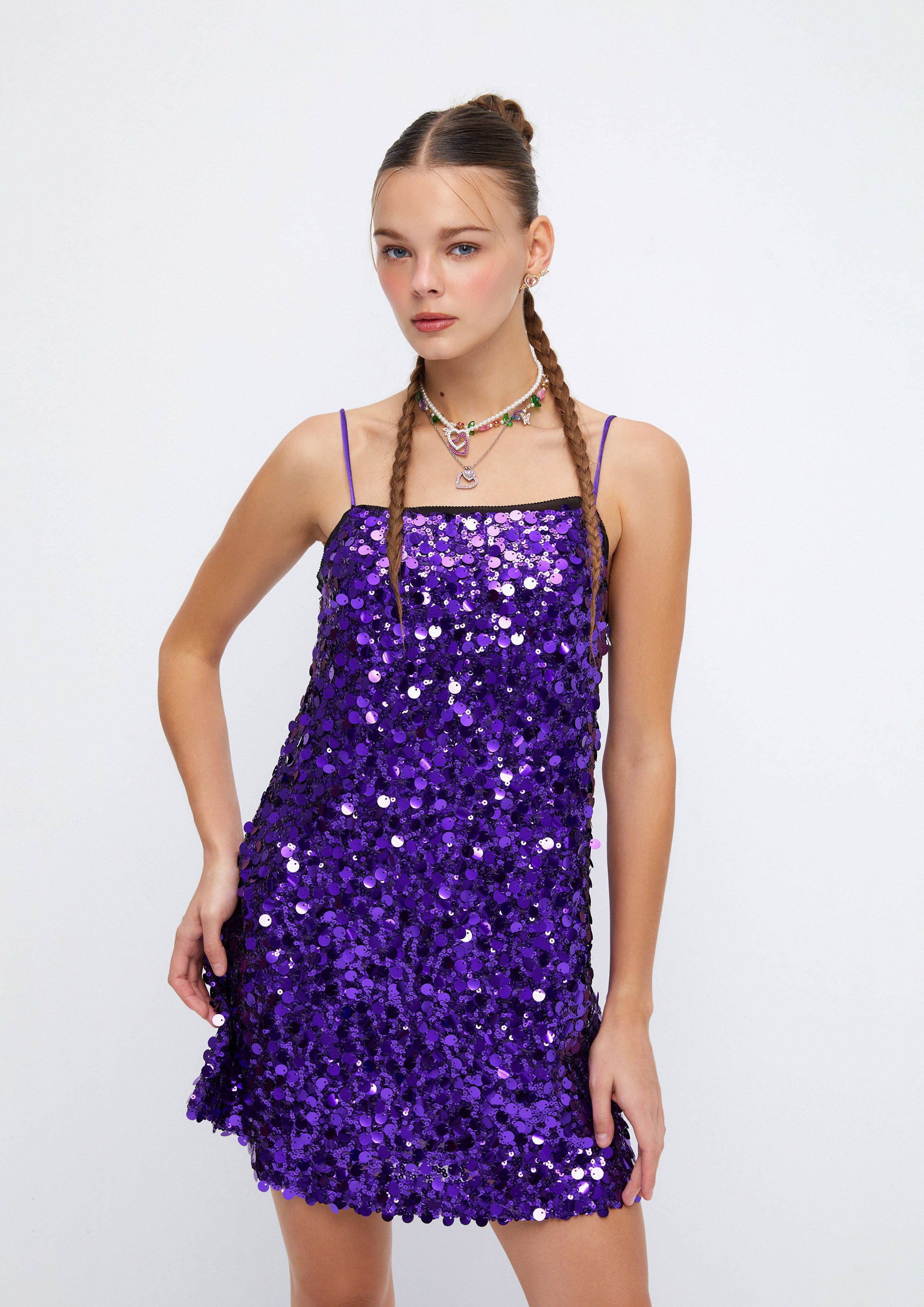 Violet Night Sequin Mini Dress Soleviva Vacation Collection