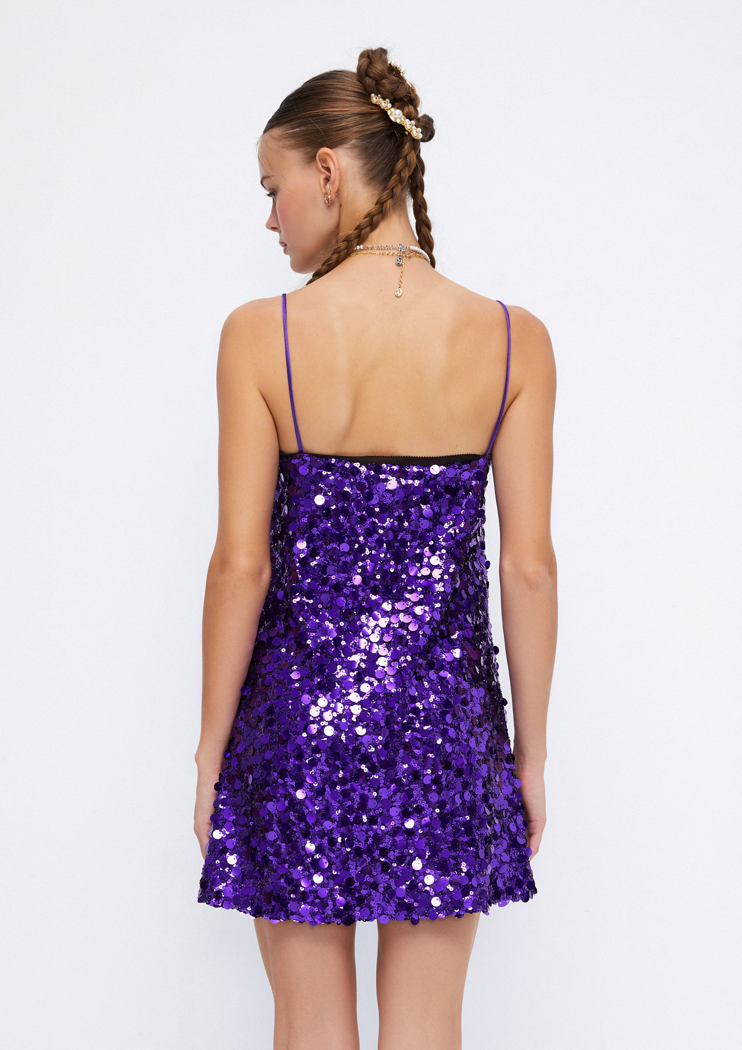 Violet Night Sequin Mini Dress Soleviva Vacation Collection