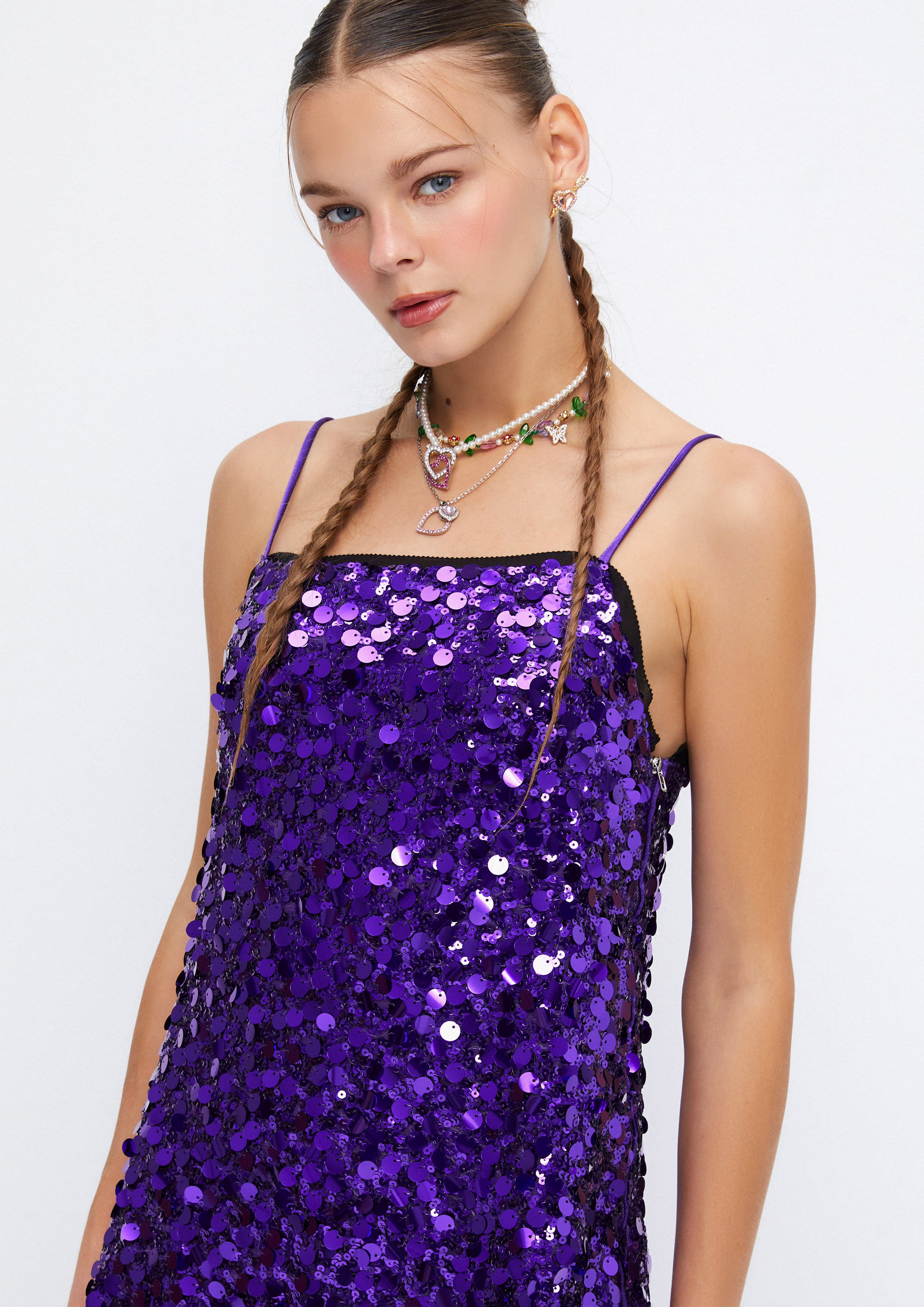 Violet Night Sequin Mini Dress Soleviva Vacation Collection