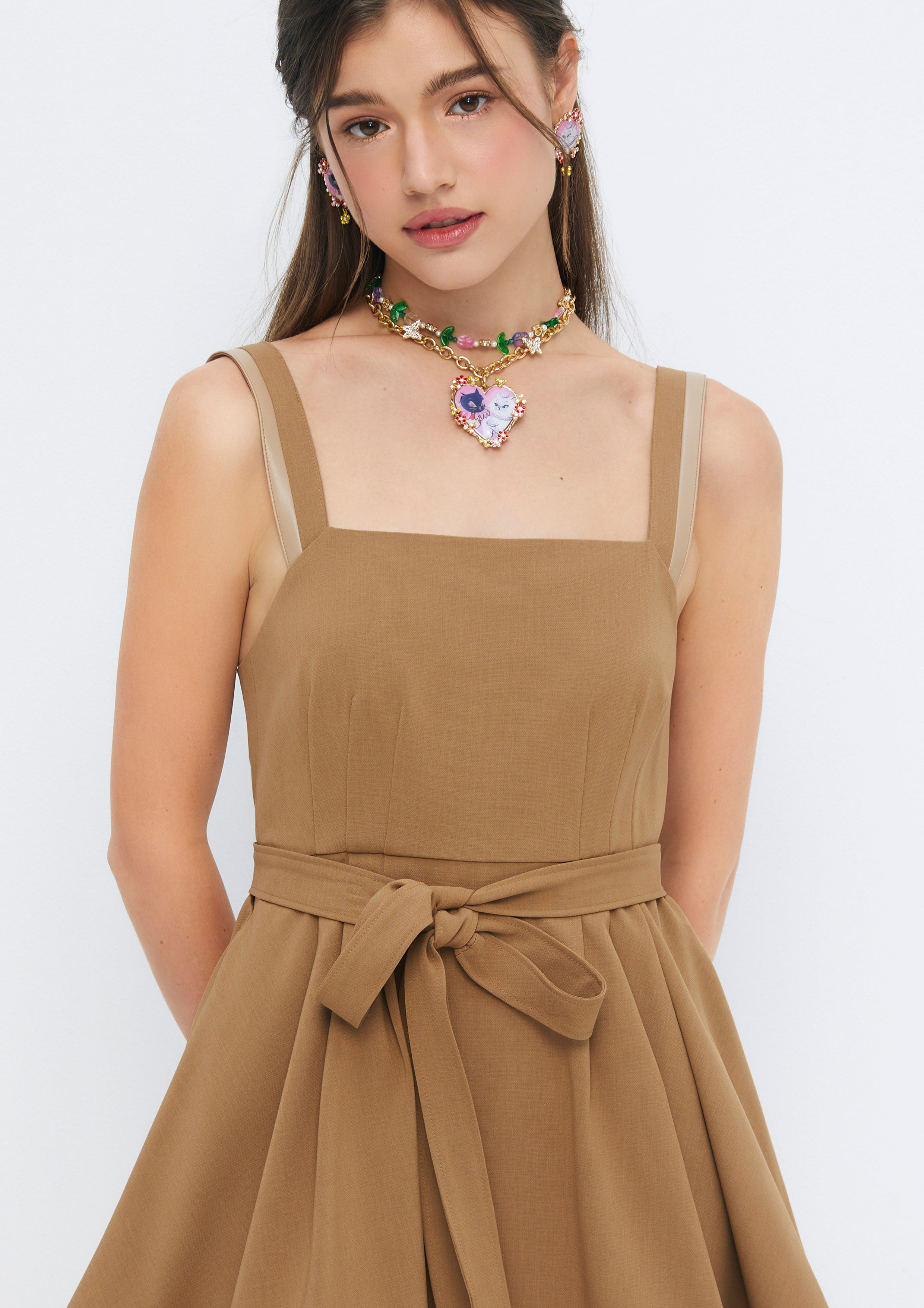 Bow Embellishment Sleeveless Mini Dress Soleviva Vacation Collection