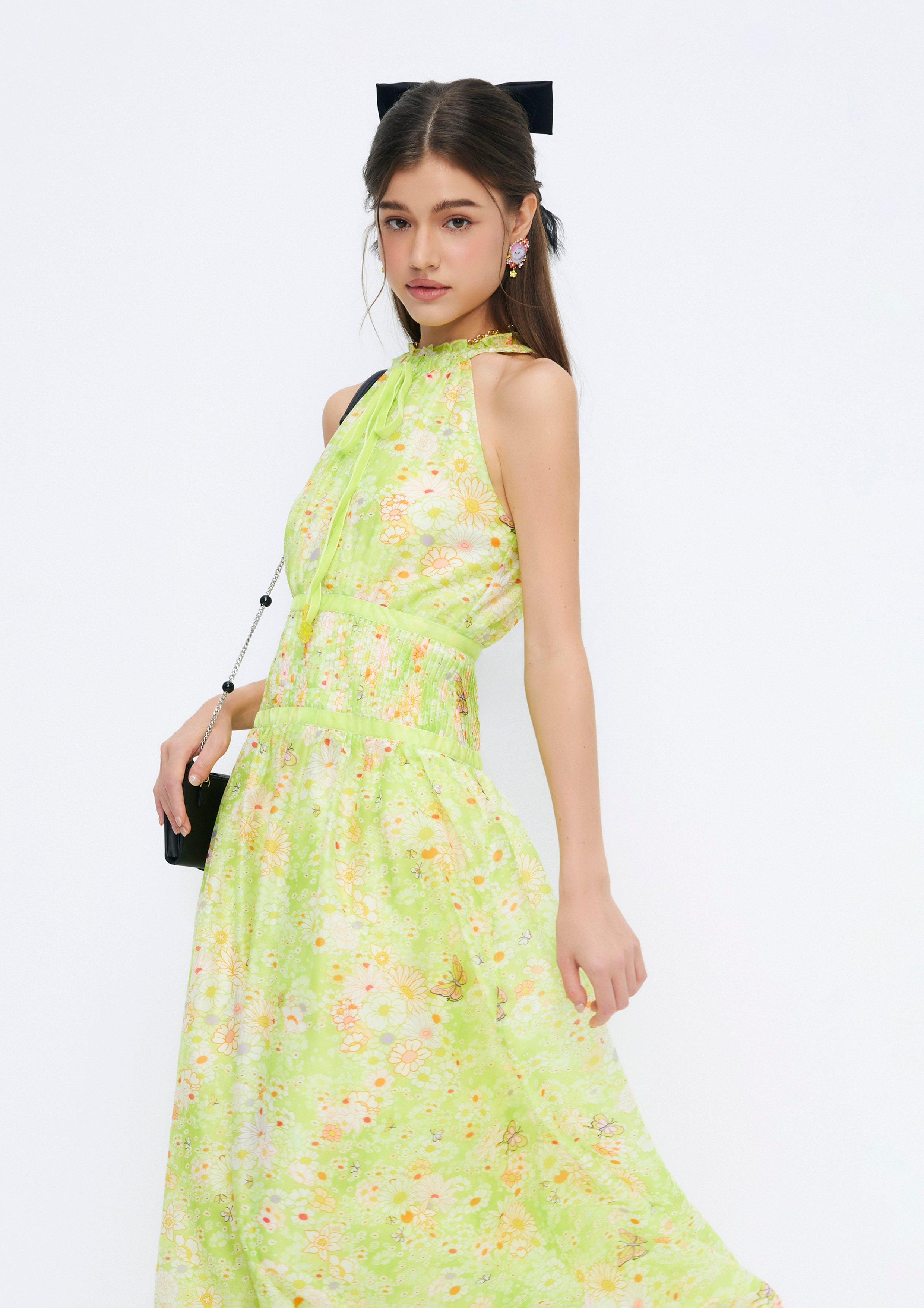 Floral Printed Sleeveless Midi Dress Quirk Quest Collection