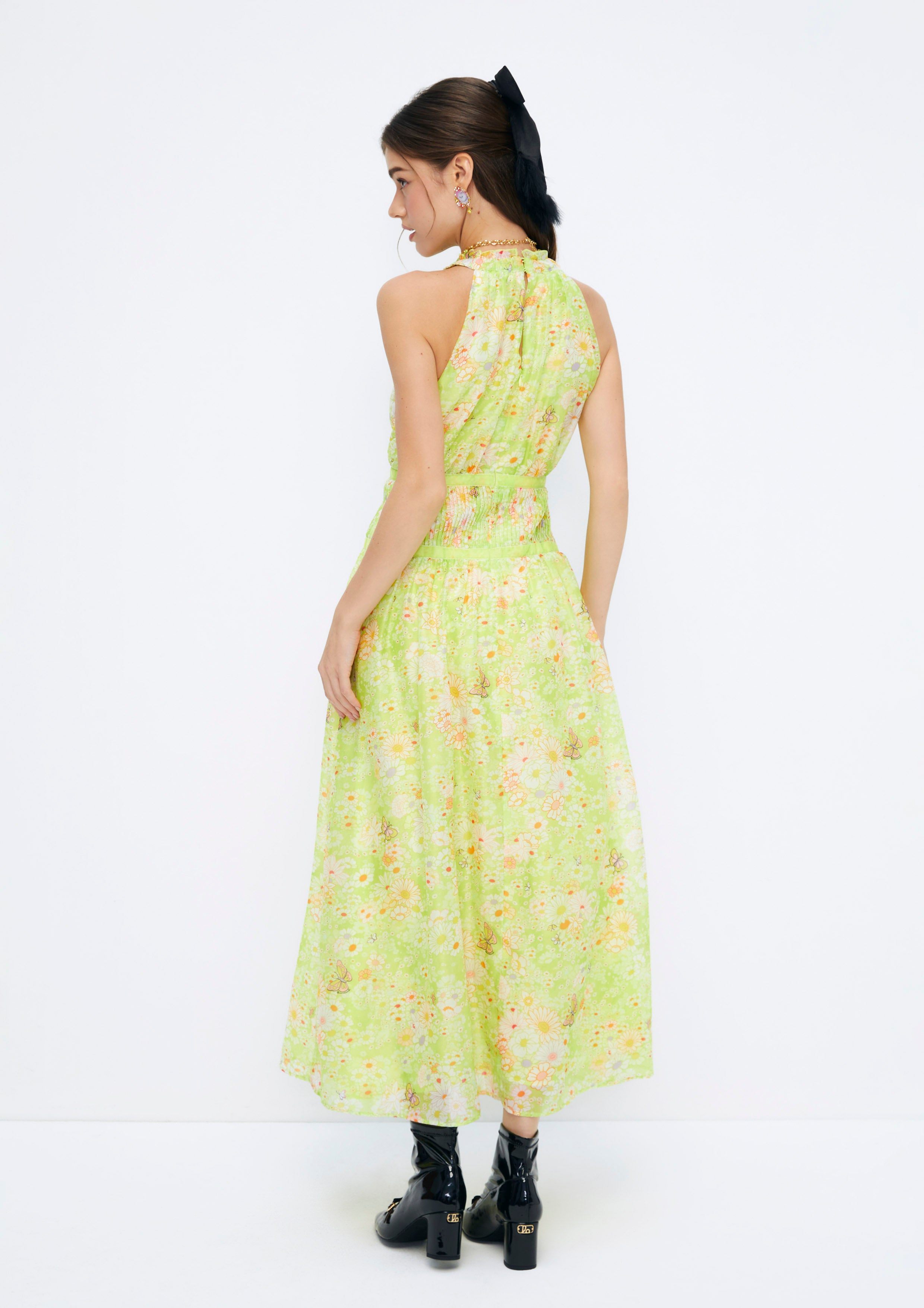 Floral Printed Sleeveless Midi Dress Quirk Quest Collection