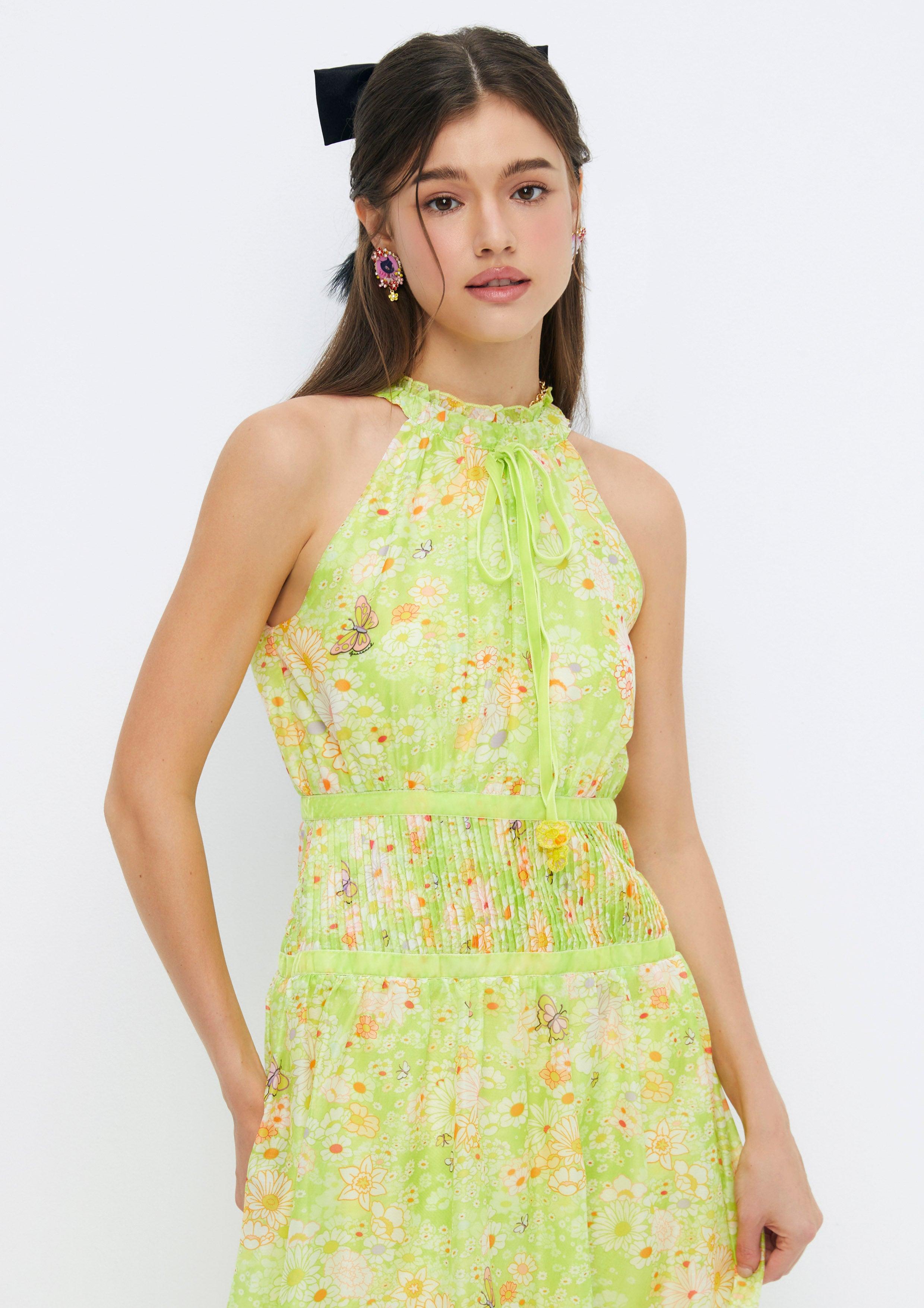 Floral Printed Sleeveless Midi Dress Quirk Quest Collection