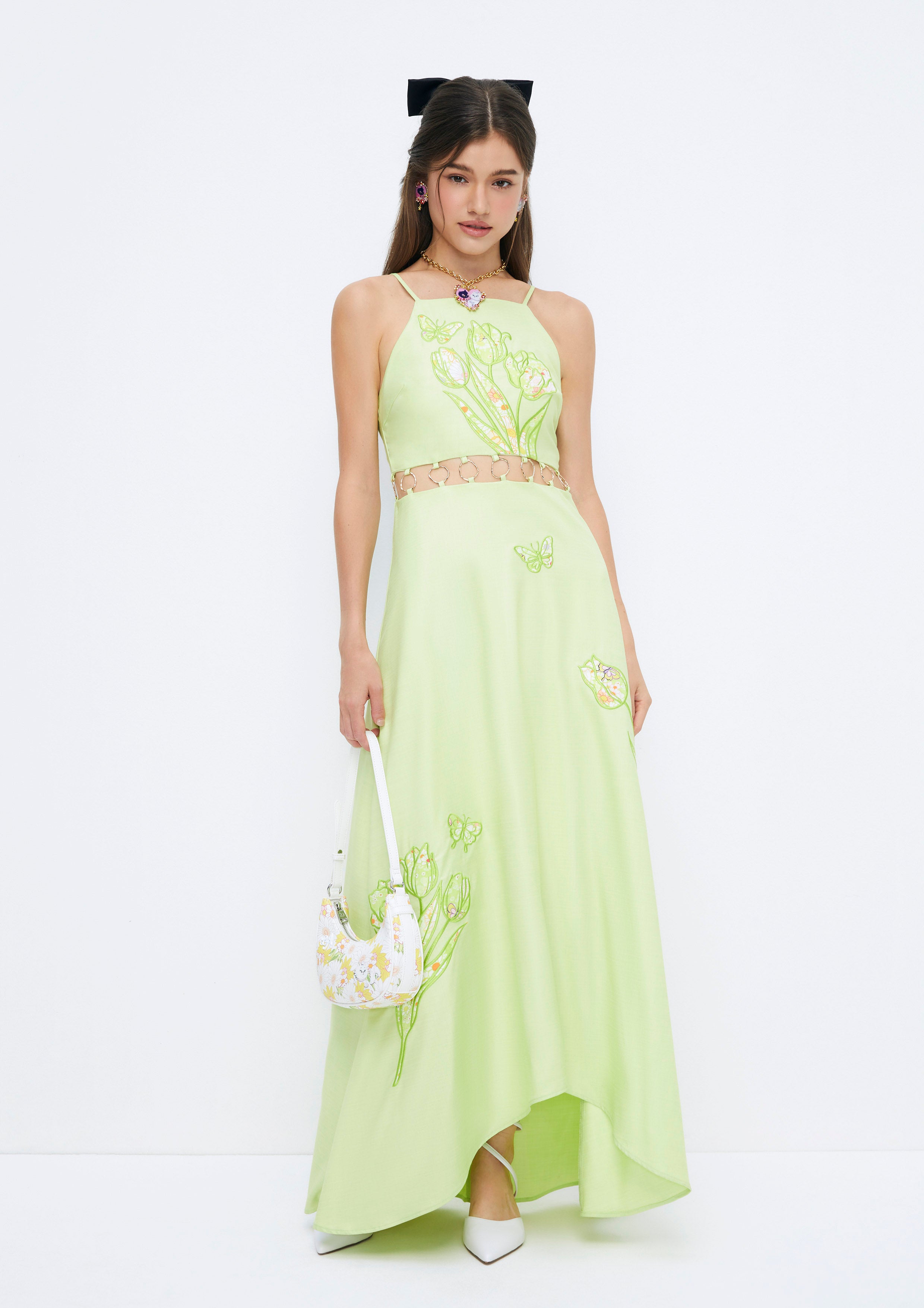 Floral Embroidery Maxi Dress Quirk Quest Collection