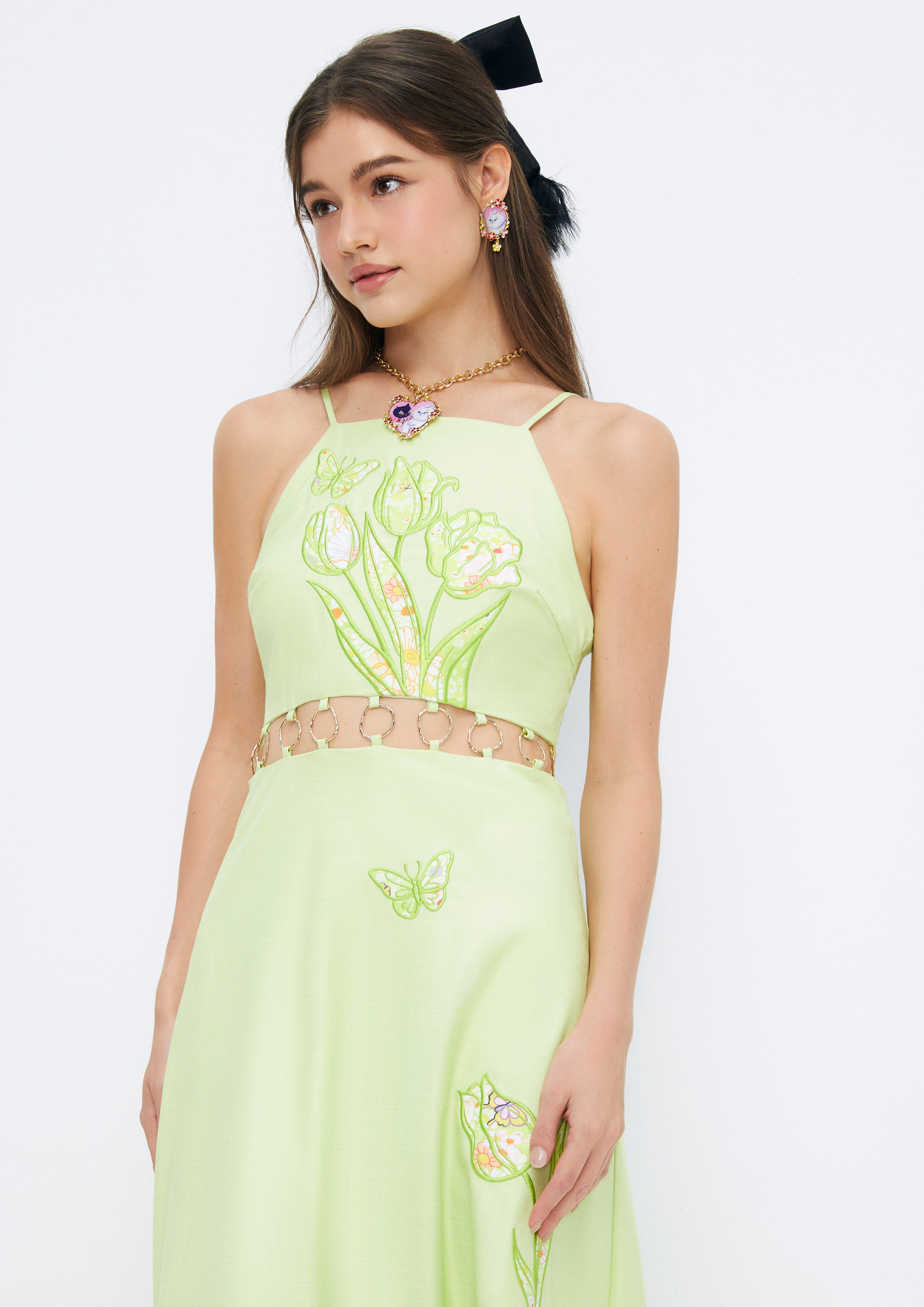 Floral Embroidery Maxi Dress Quirk Quest Collection