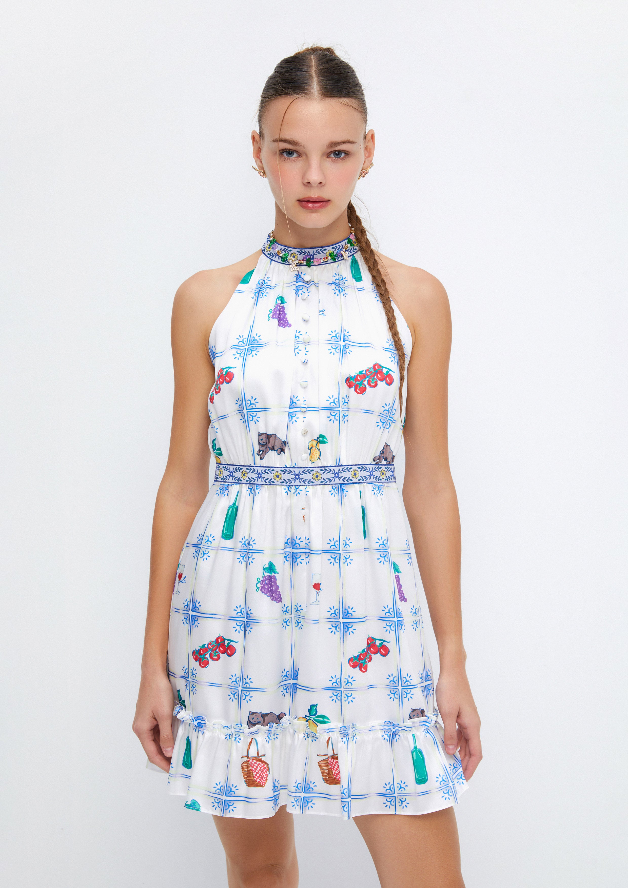 Picnic Tales Printed Sleeveless Mini Dress Soleviva Vacation Collection