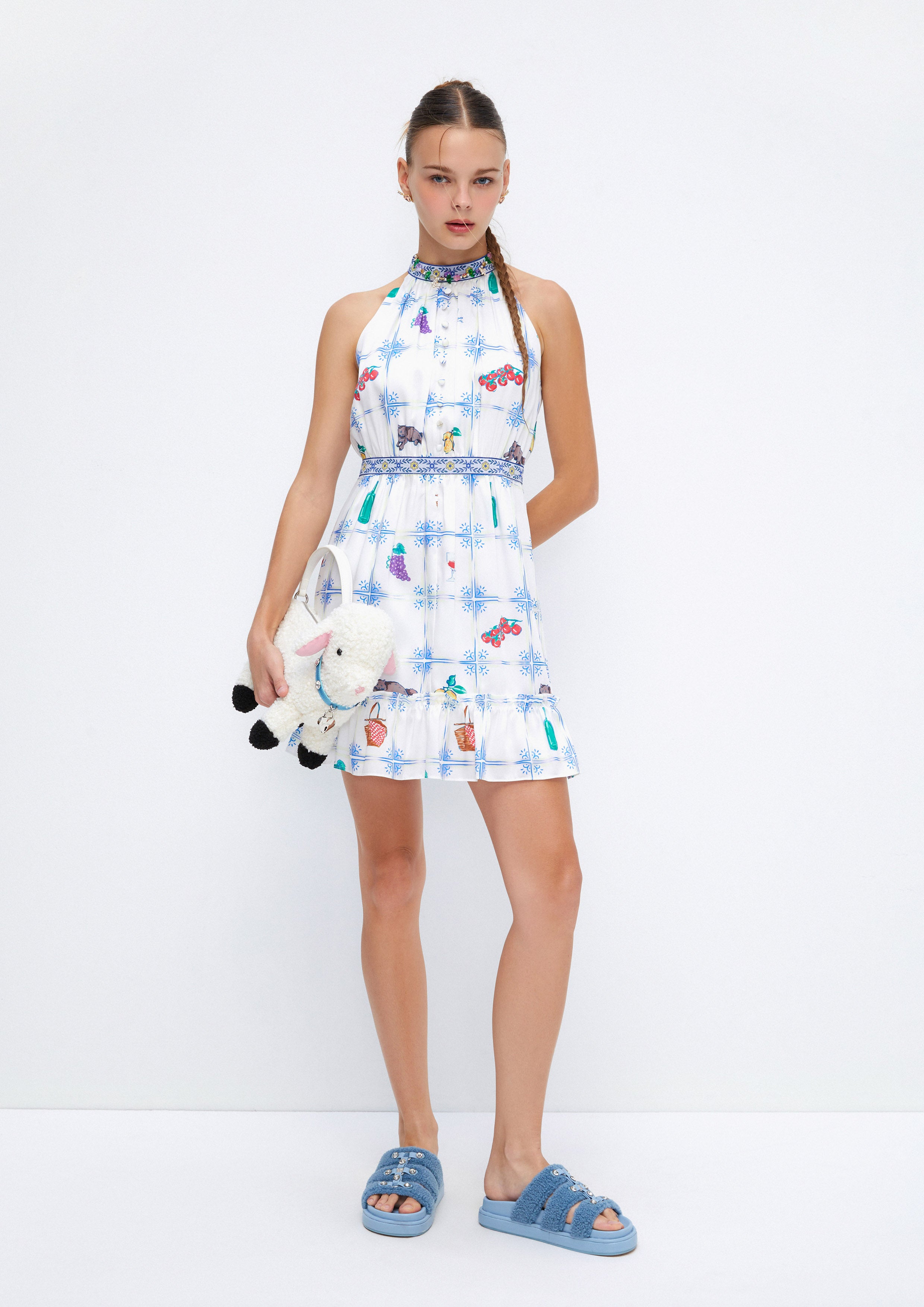 Picnic Tales Printed Sleeveless Mini Dress Soleviva Vacation Collection