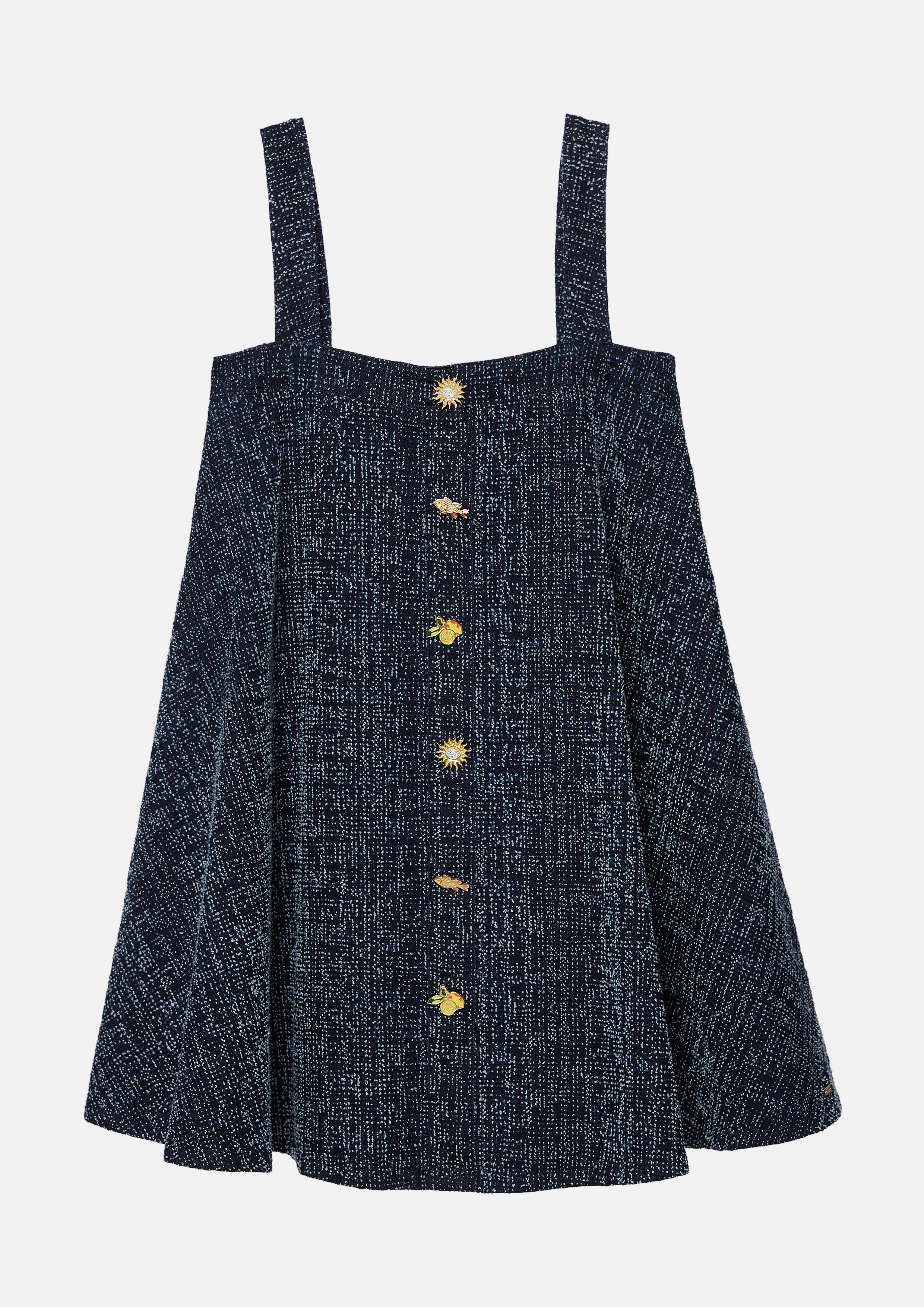 Decorative Charms Embroidery A-Line Mini Pinafore Dress Soleviva Vacation Collection