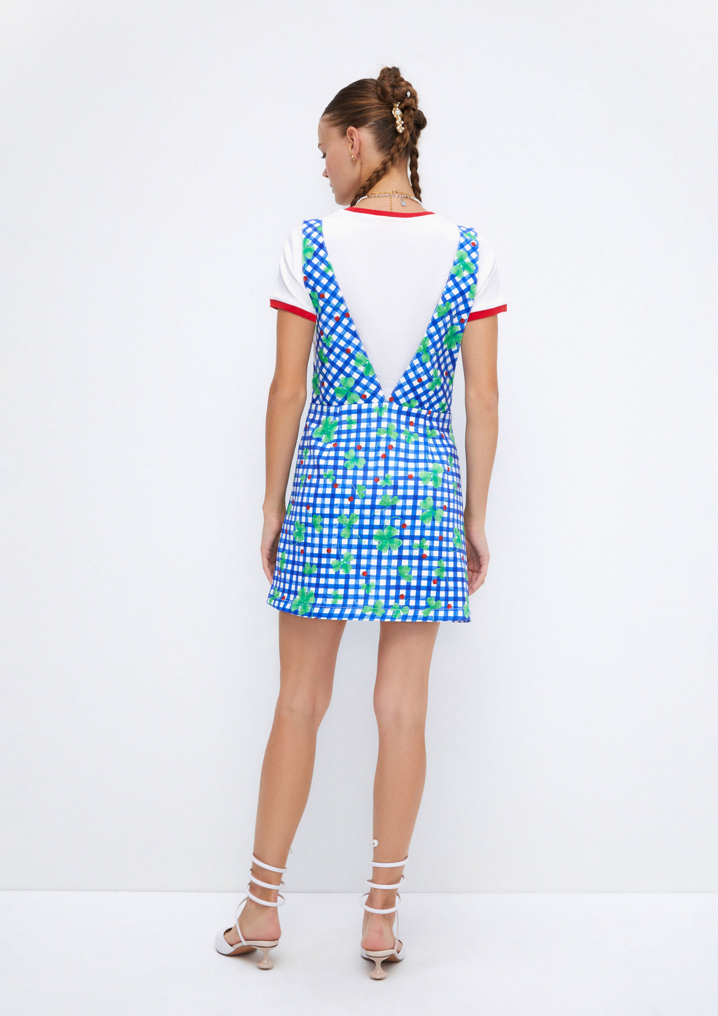 Clover Gingham Mini Pinafore Dress Soleviva Vacation Collection