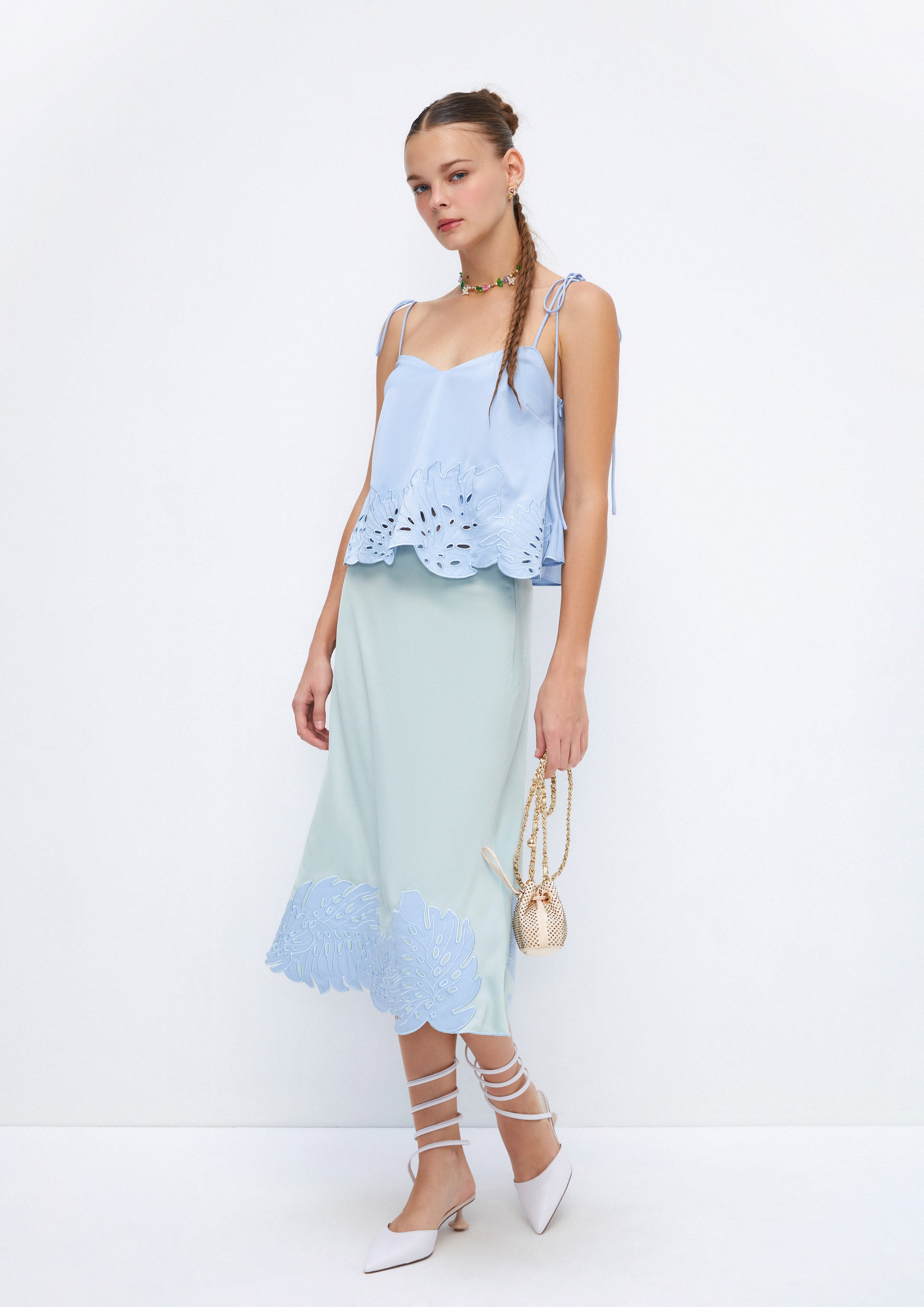 Monstera Leaf Cutwork Cropped Top Soleviva Vacation Collection