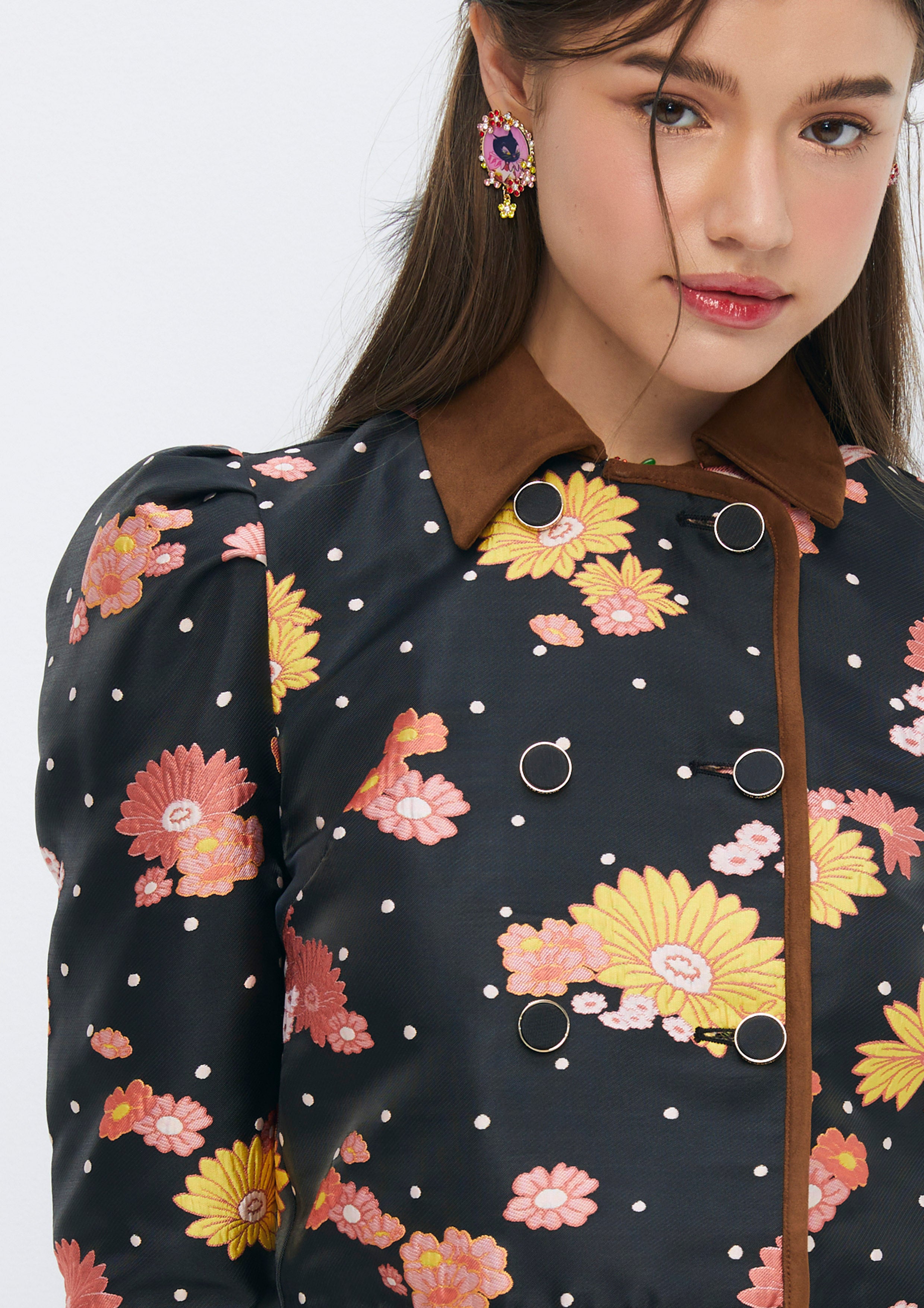 Floral Printed Cropped Jacket Quirk Quest Collection