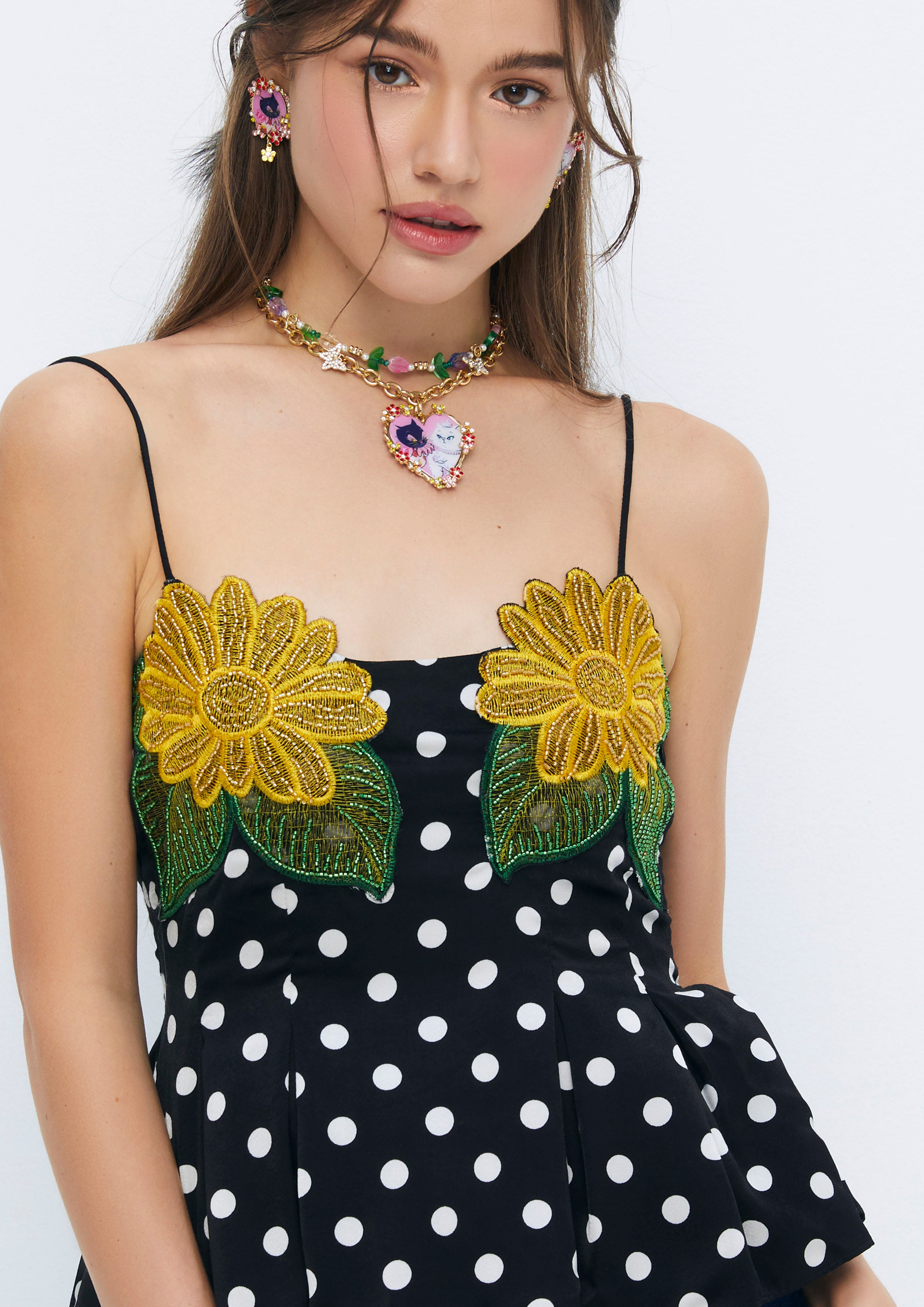 Flower Patches Polka-Dot Cropped Top Quirk Quest Collection