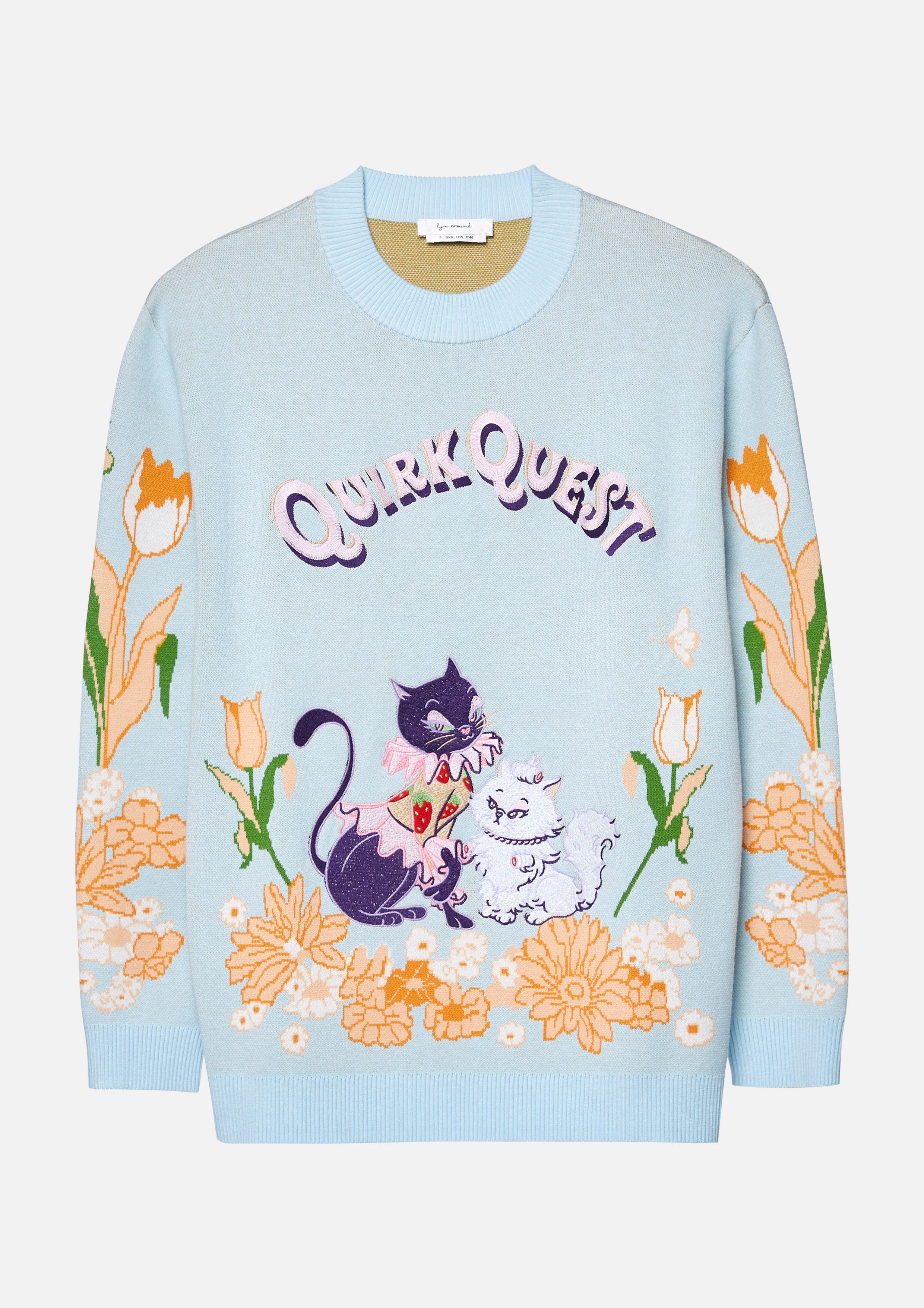 Feline Charm Printed Pullover Quirk Quest Collection