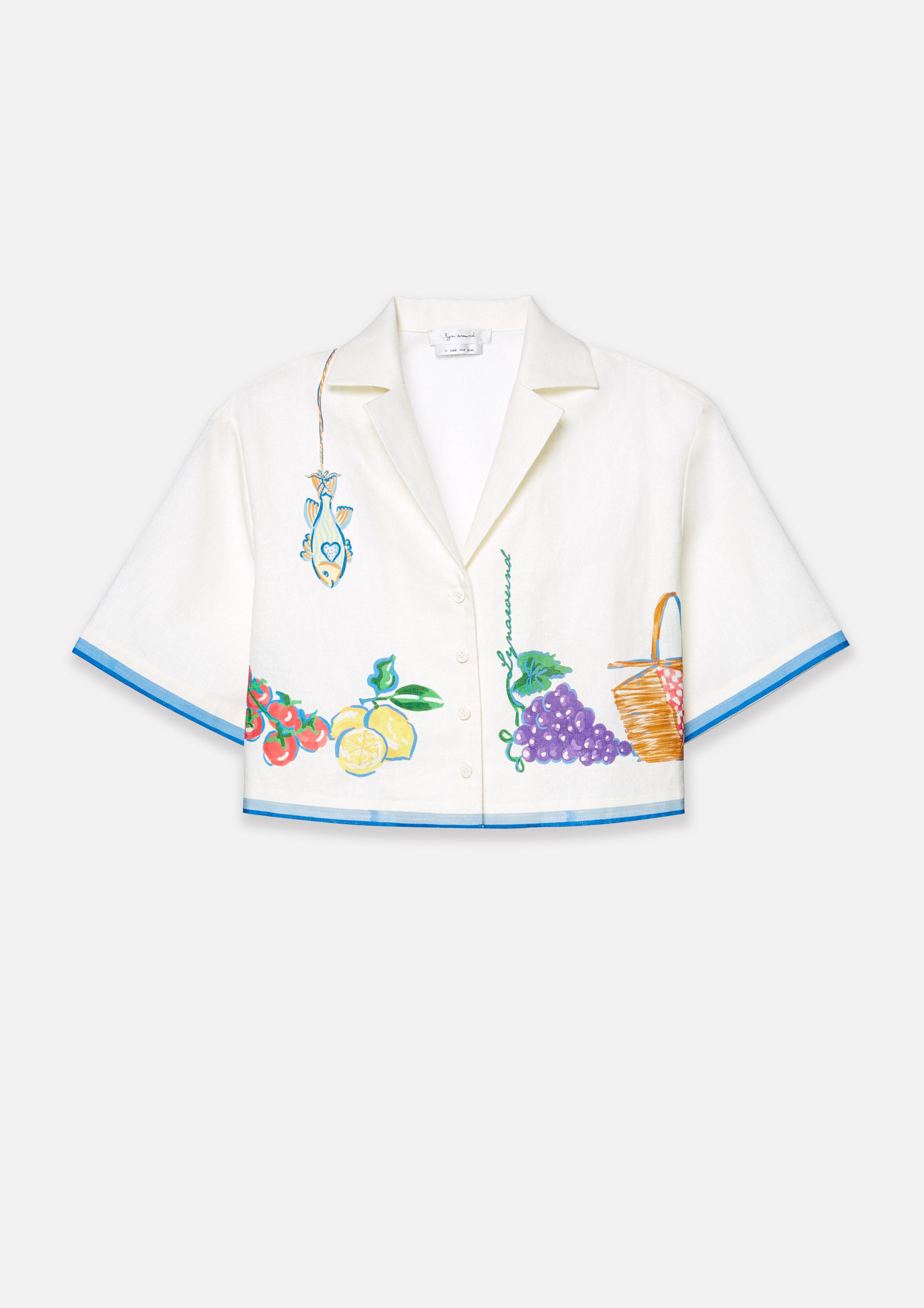 Garden Picnic Printed Short Sleeve Cropped Shirt Soleviva Vacation Collection