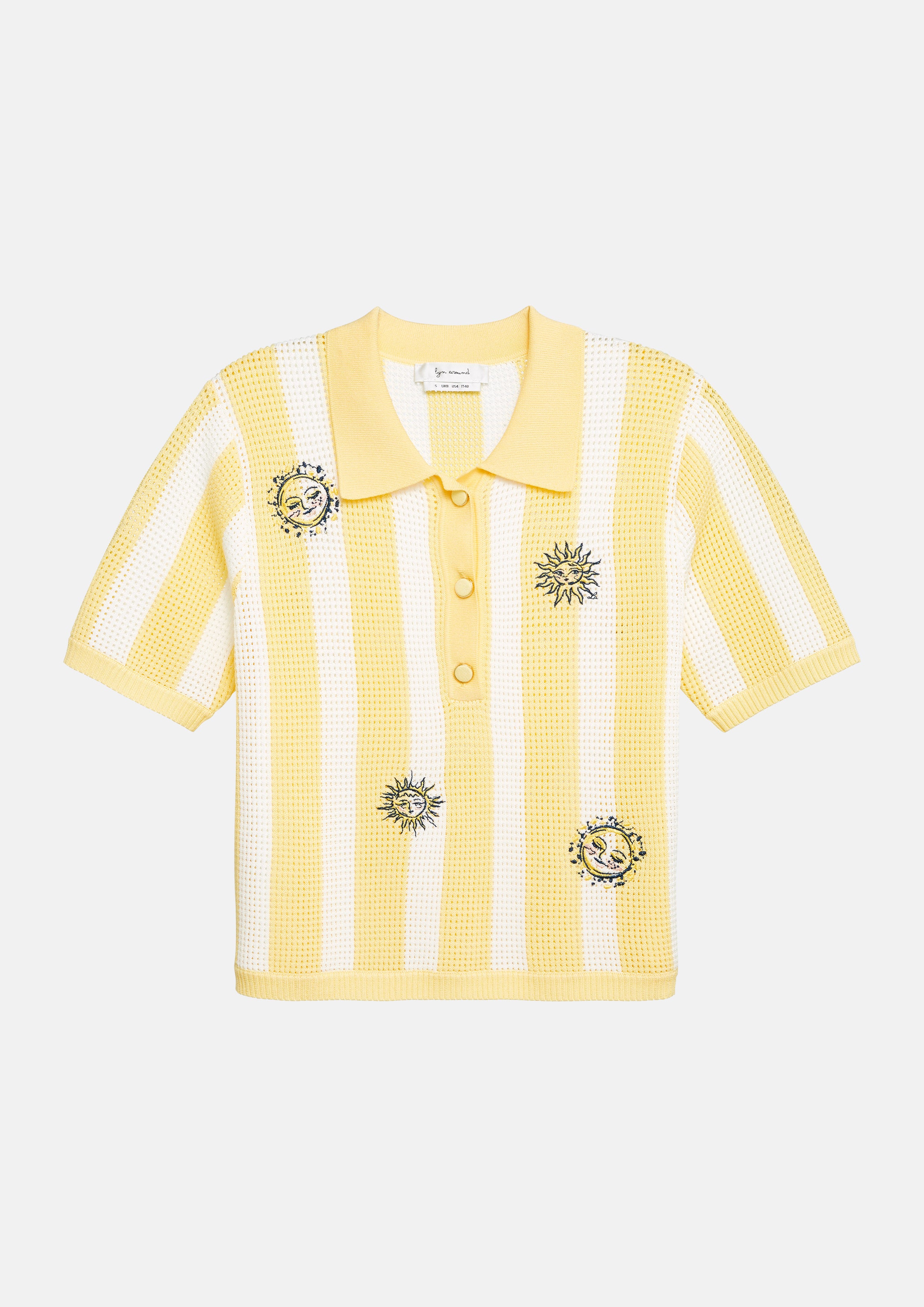 Sunshine Printed Striped Mesh Knit Polo Soleviva Vacation Collection