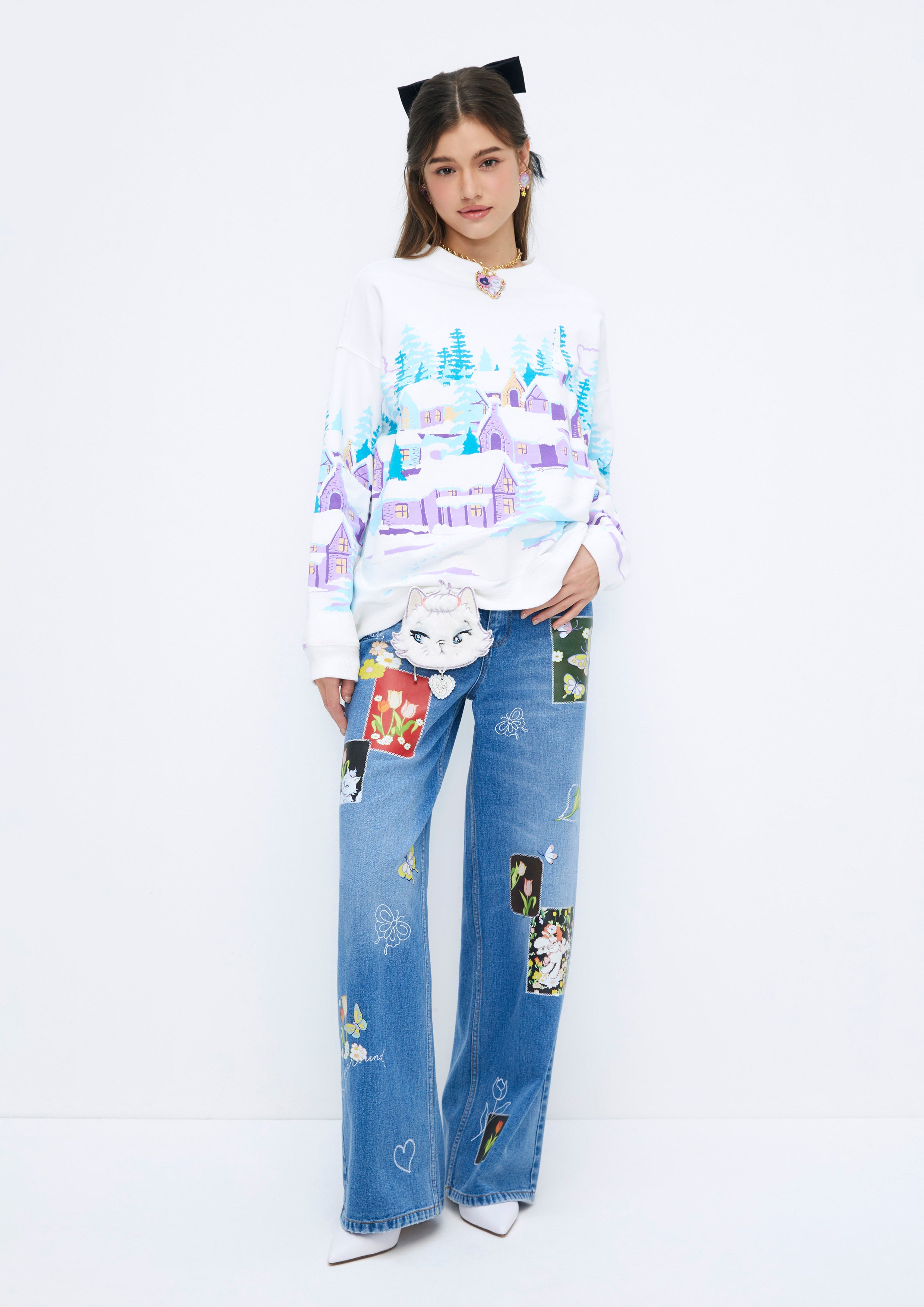 Snow Town Printed Pullover Soleviva Vacation Collection