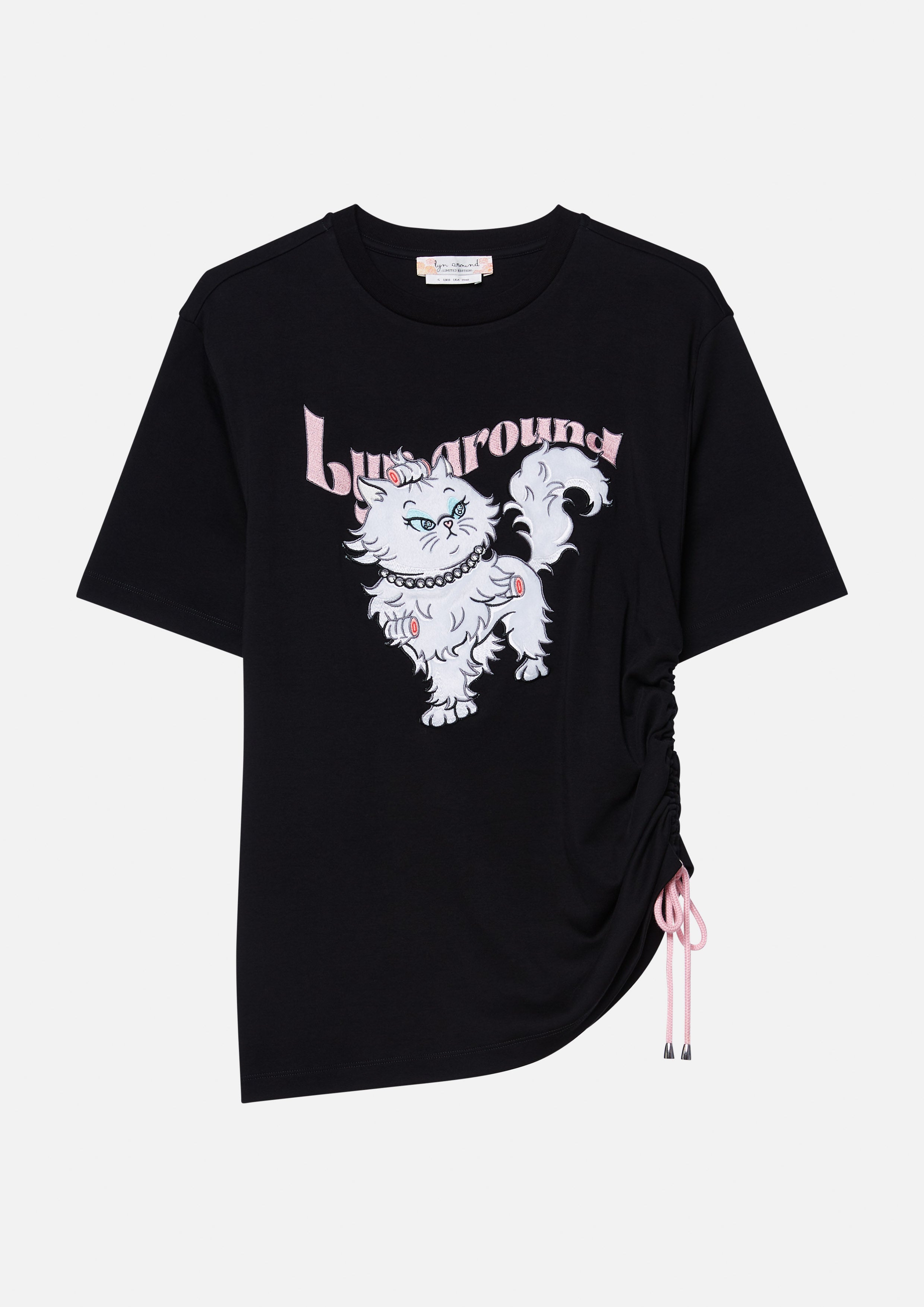 Feline Charm Side Drawstring T-Shirt Quirk Quest Collection