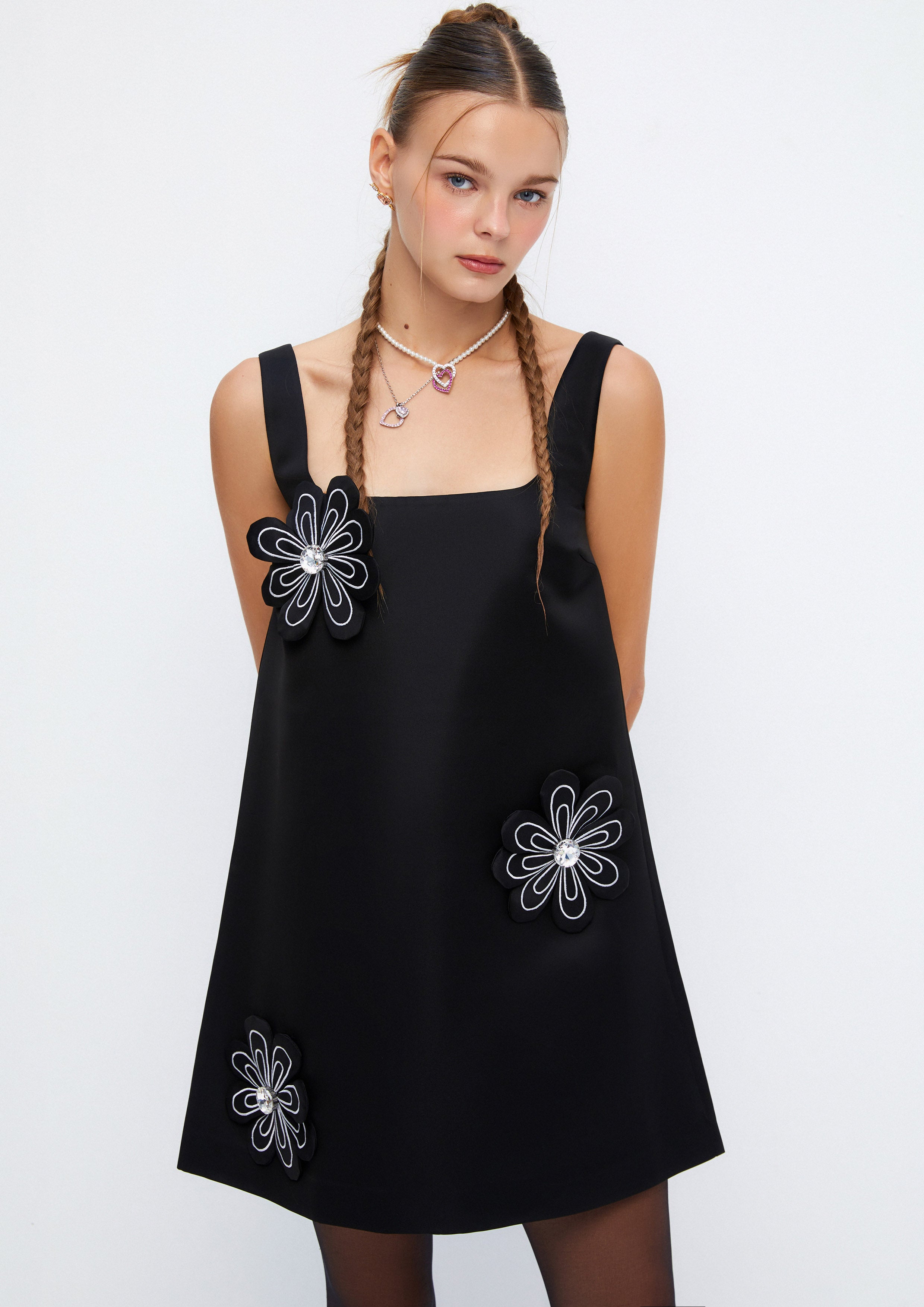 Monochrome Daisy Mini Dress Soleviva Vacation Collection