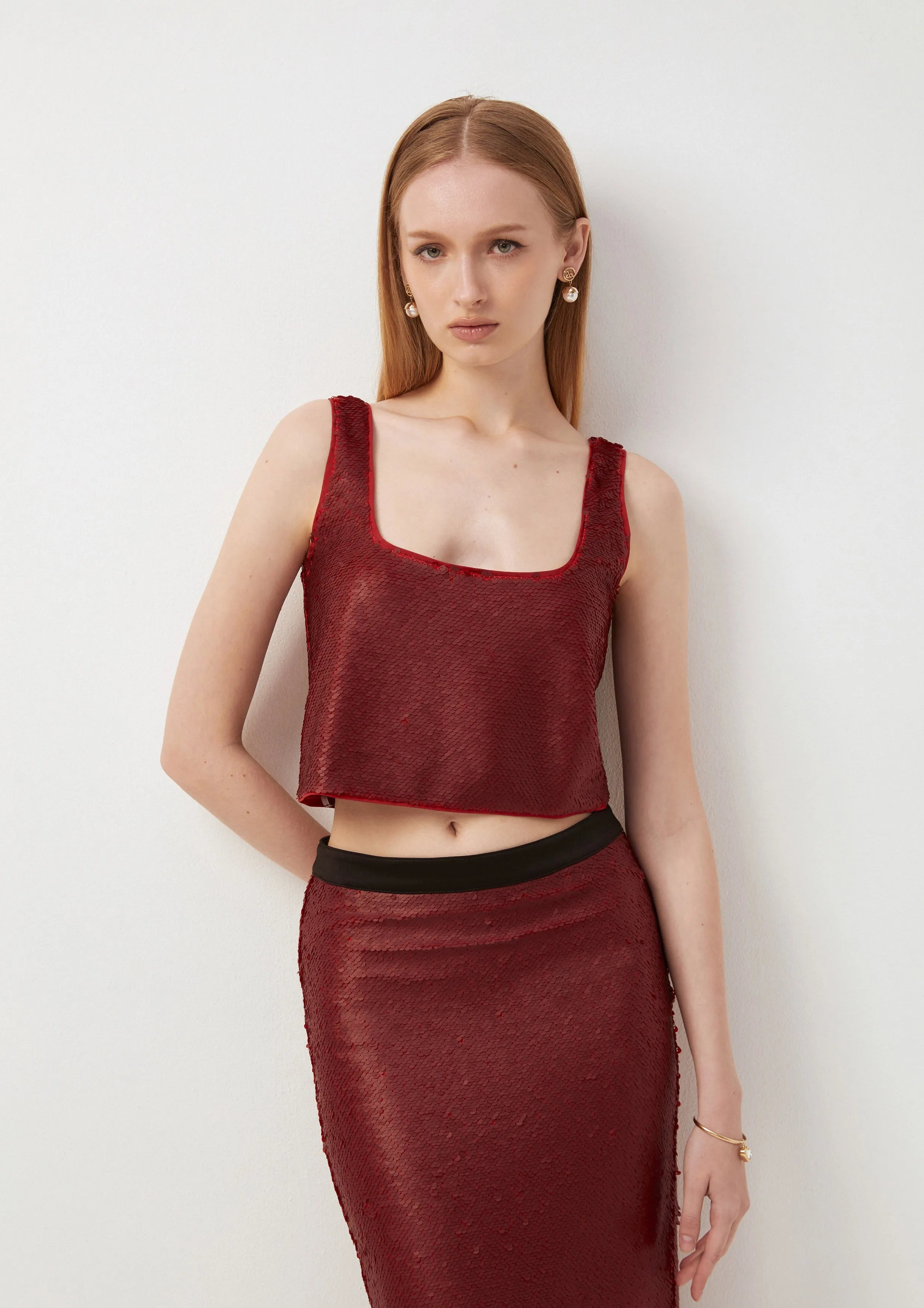 Shimmer Crop Top Romantic Rosy